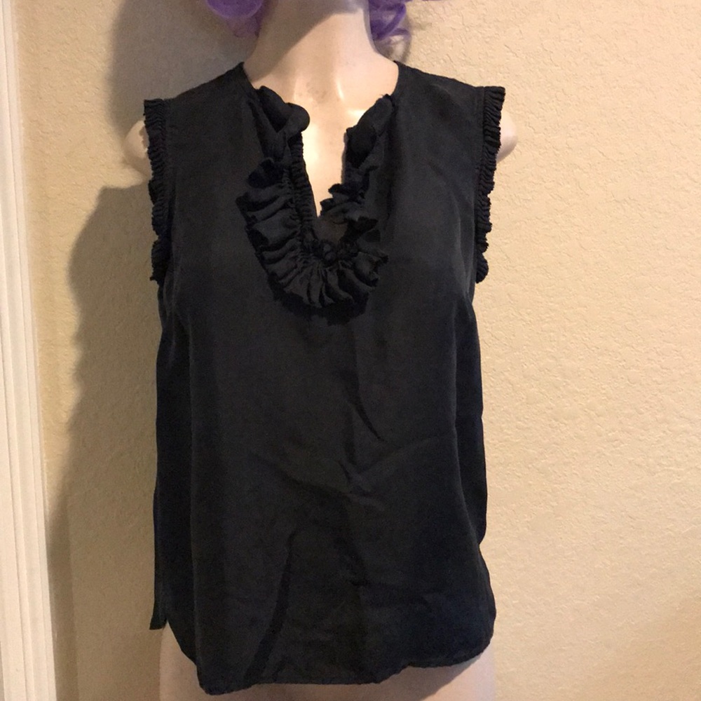 J. Crew ruffle black work top